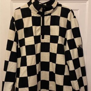Stussy Black and White Checkered Zip-Up Sweater